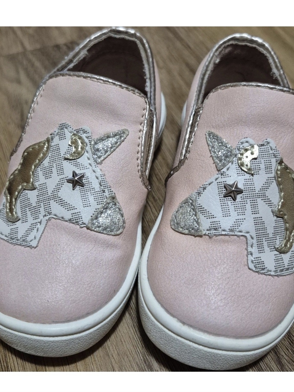 Michael Kors Girls' Pink Slip-On Unicorn Sneakers with Gold & Silver Accents